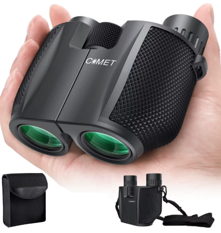 Jumelles compactes COMET 10×25 noires, avec lentilles vertes