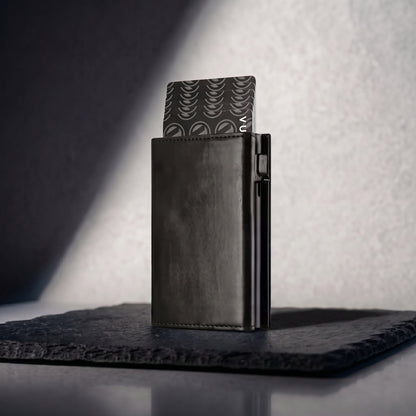 Smart Wallet Shieldge noir - porte-cartes minimaliste anti-RFID